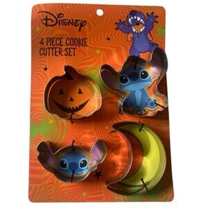 Disney Stitch Halloween 4 Piece Cookie Cutter Set Pumpkin Crescent Moon Baking